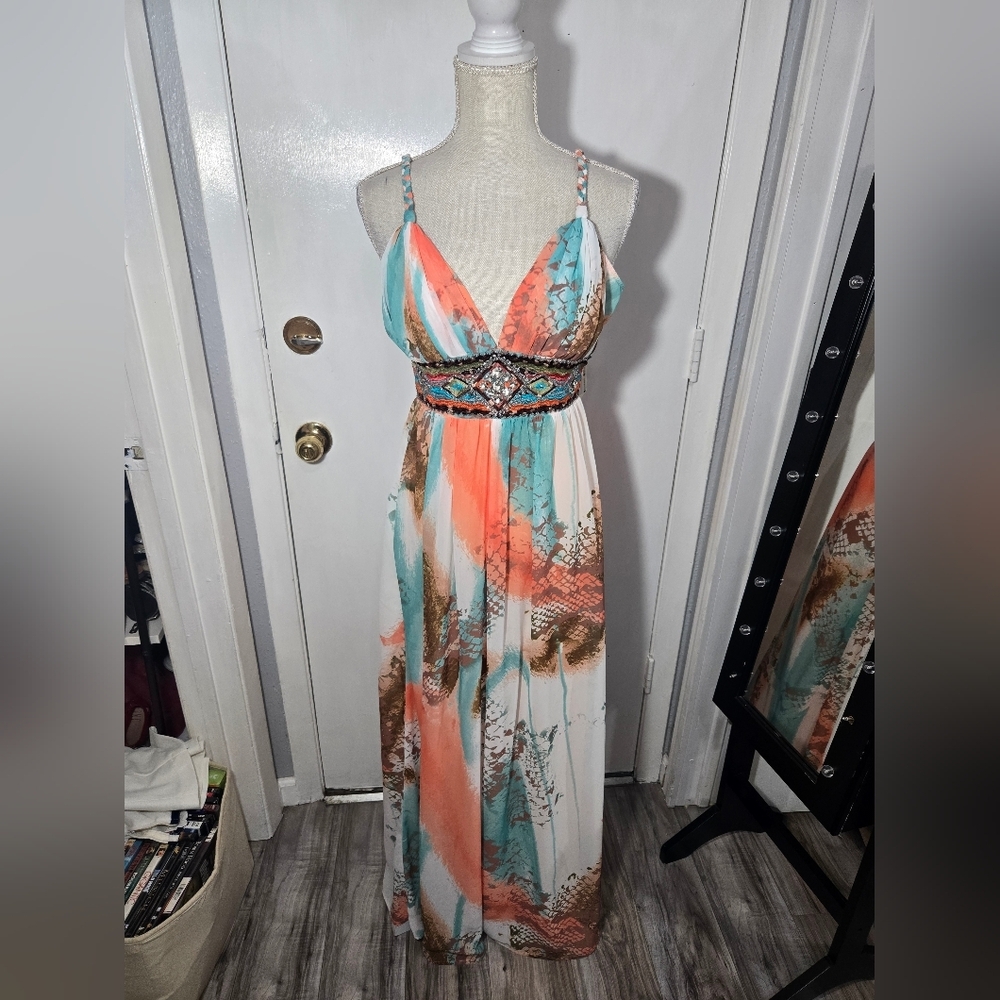 Boston Proper Women's Maxi Dress Emroidered And Studded Detail Sz 0 - Picture 4 of 10
